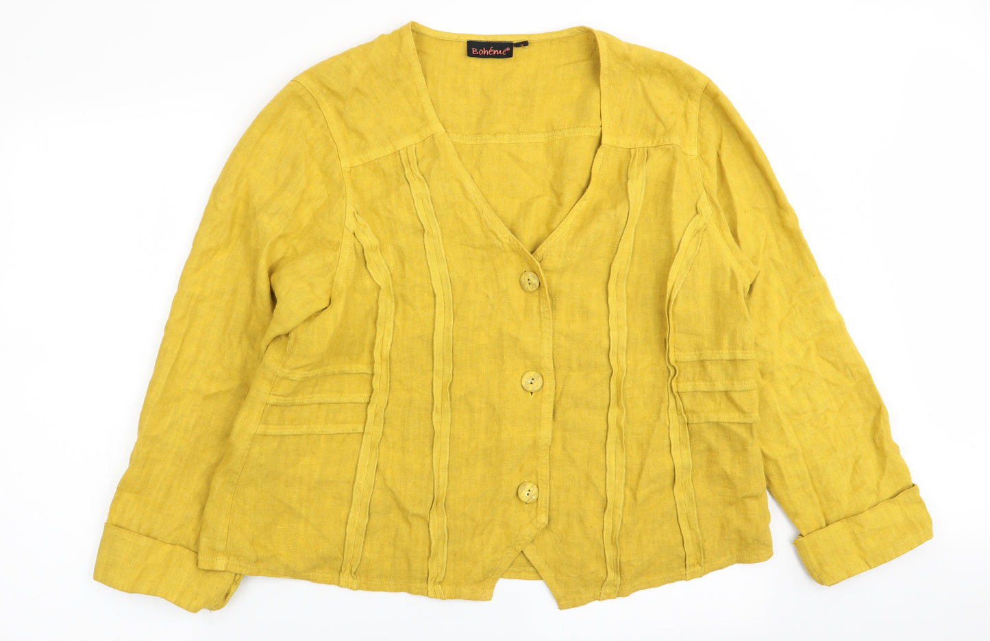 boheme Womens Yellow   Jacket Blazer Size M