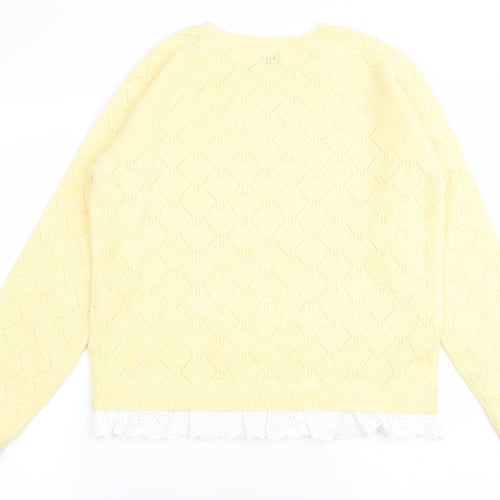 F&F Girls Yellow Geometric  Pullover Jumper Size 11-12 Years
