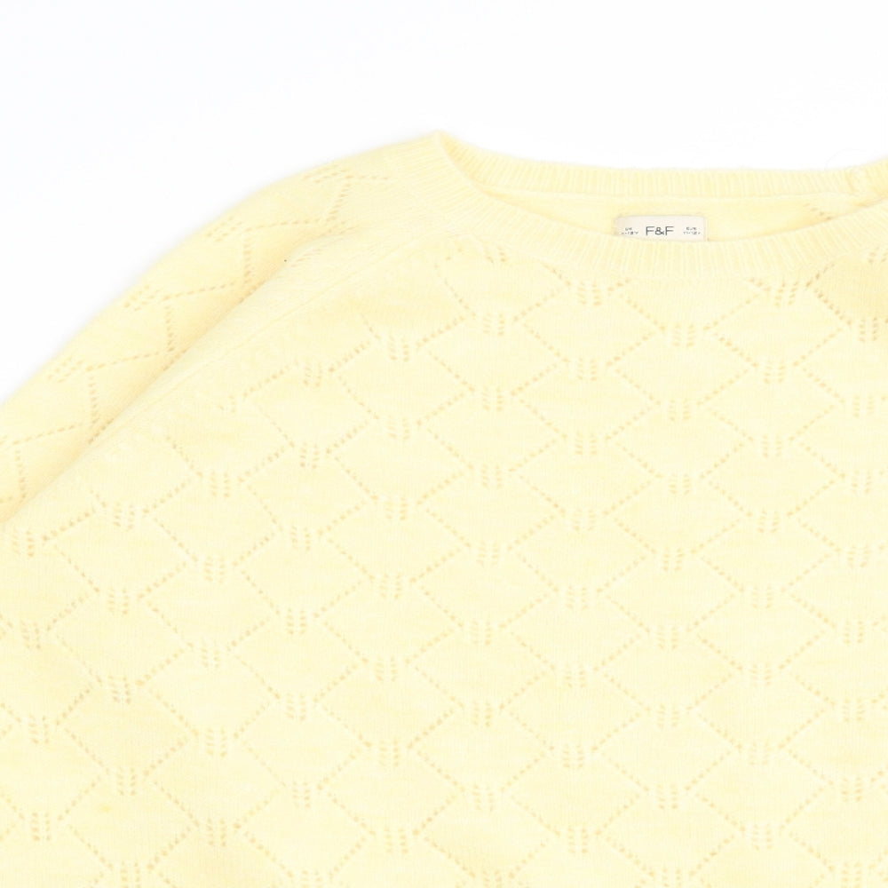 F&F Girls Yellow Geometric  Pullover Jumper Size 11-12 Years