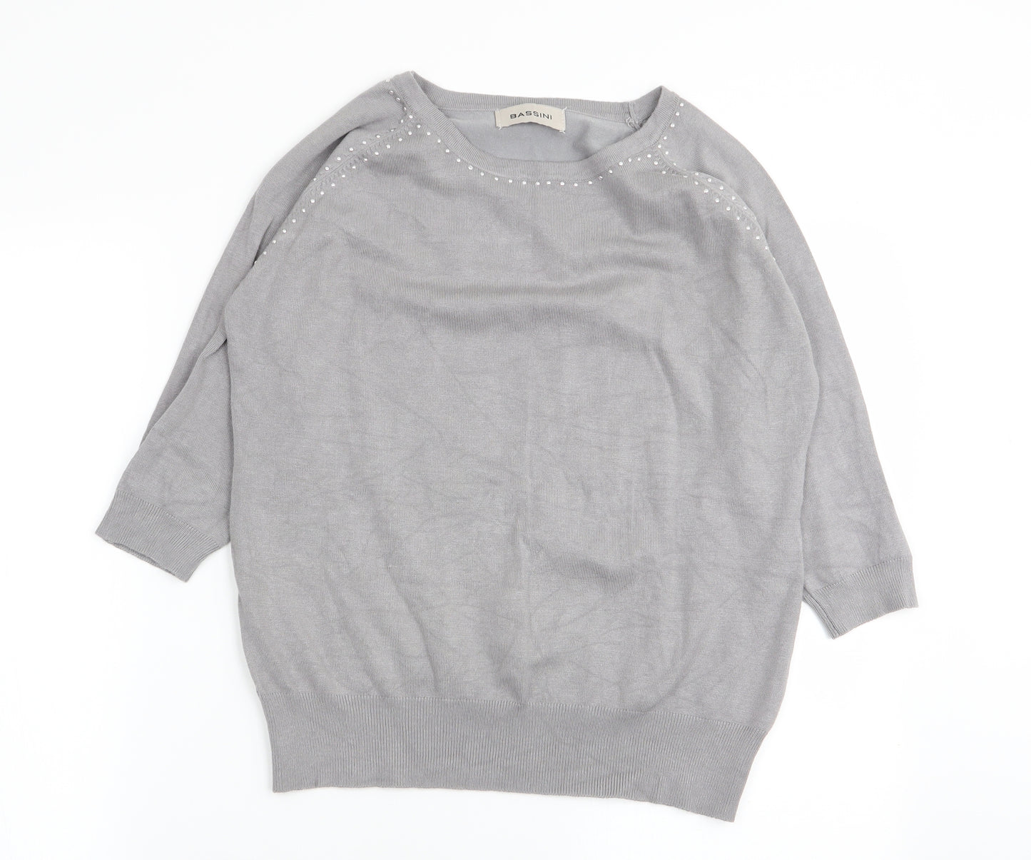 BASSINI Womens Grey   Basic T-Shirt Size M