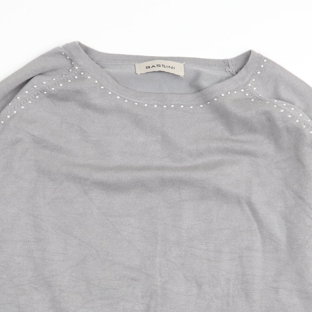 BASSINI Womens Grey   Basic T-Shirt Size M
