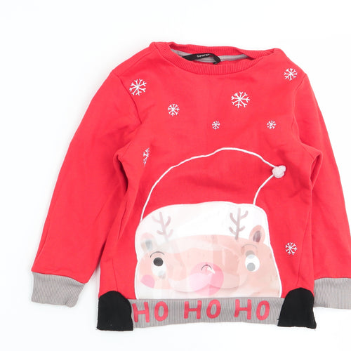 Asda George Girls Red   Pullover Jumper Size 2-3 Years  - christmas