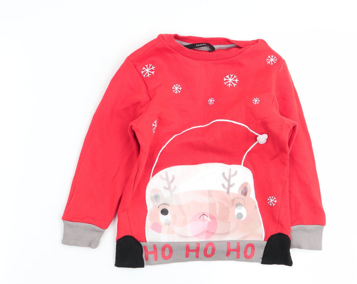 Asda George Girls Red Pullover Jumper Size 2-3 Years - christmas