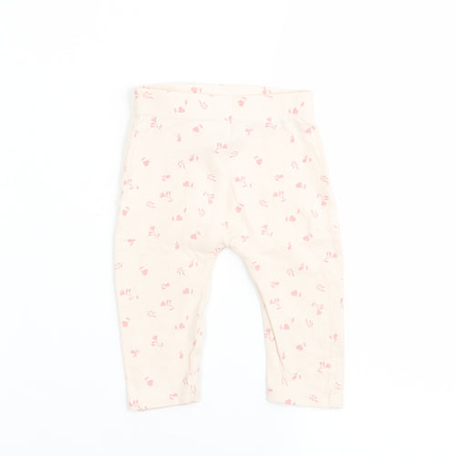 Asda George Girls Beige Floral  Jogger Leggings Size 3-6 Months  - legging