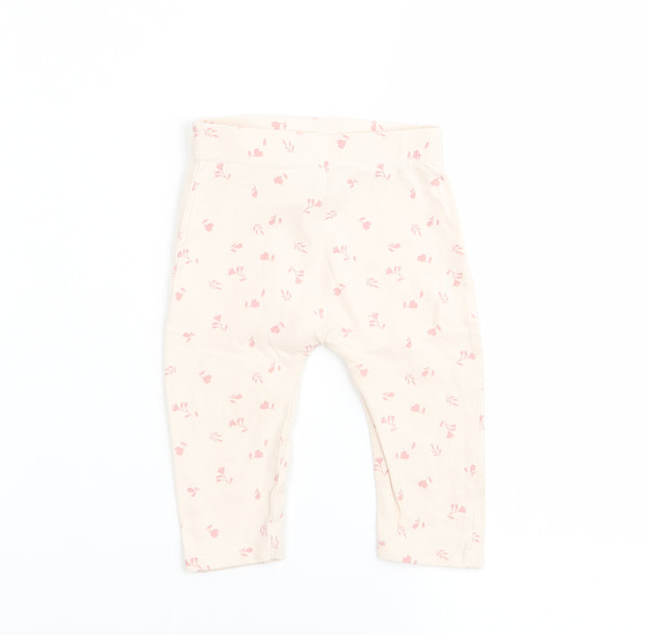 Asda George Girls Beige Floral Jogger Leggings Size 3-6 Months - legging