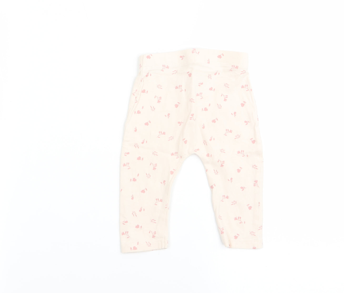 Asda George Girls Beige Floral  Jogger Leggings Size 3-6 Months  - legging
