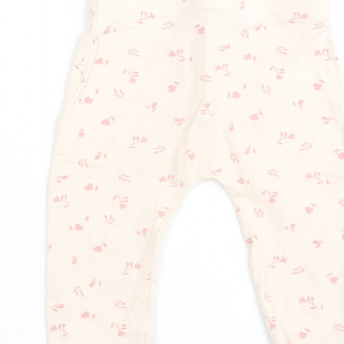 Asda George Girls Beige Floral  Jogger Leggings Size 3-6 Months  - legging