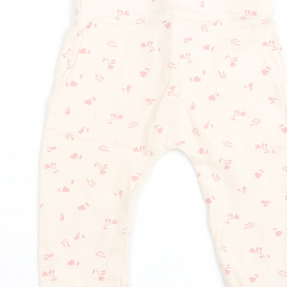 Asda George Girls Beige Floral  Jogger Leggings Size 3-6 Months  - legging