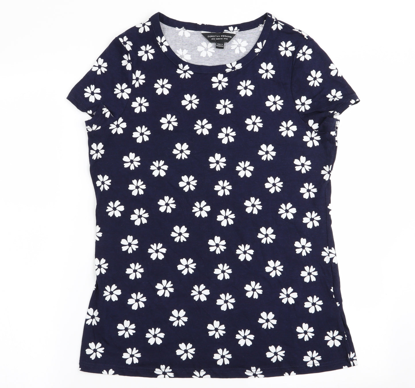 Dorothy Perkins Womens Blue Floral  Basic T-Shirt Size 12