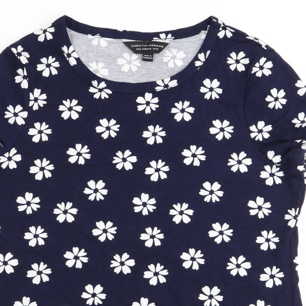 Dorothy Perkins Womens Blue Floral  Basic T-Shirt Size 12