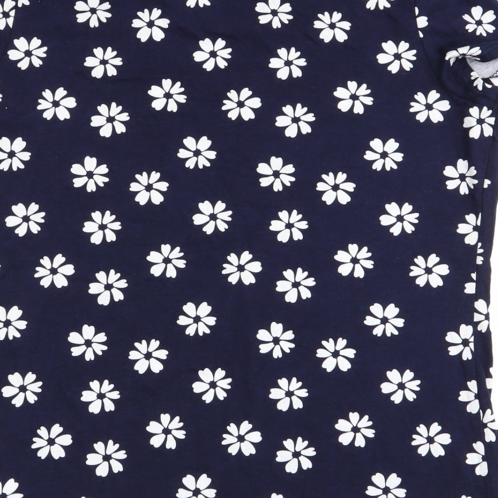 Dorothy Perkins Womens Blue Floral  Basic T-Shirt Size 12
