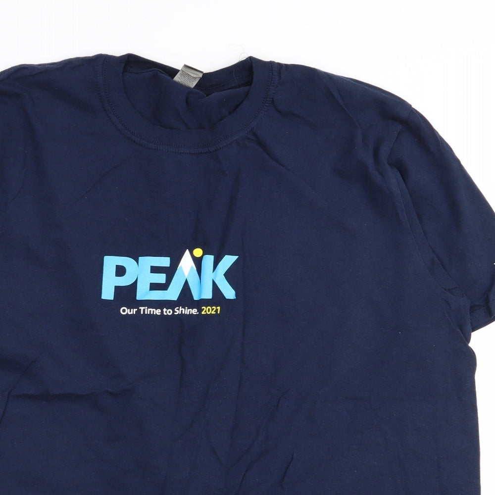 Gildan Mens Blue    T-Shirt Size L