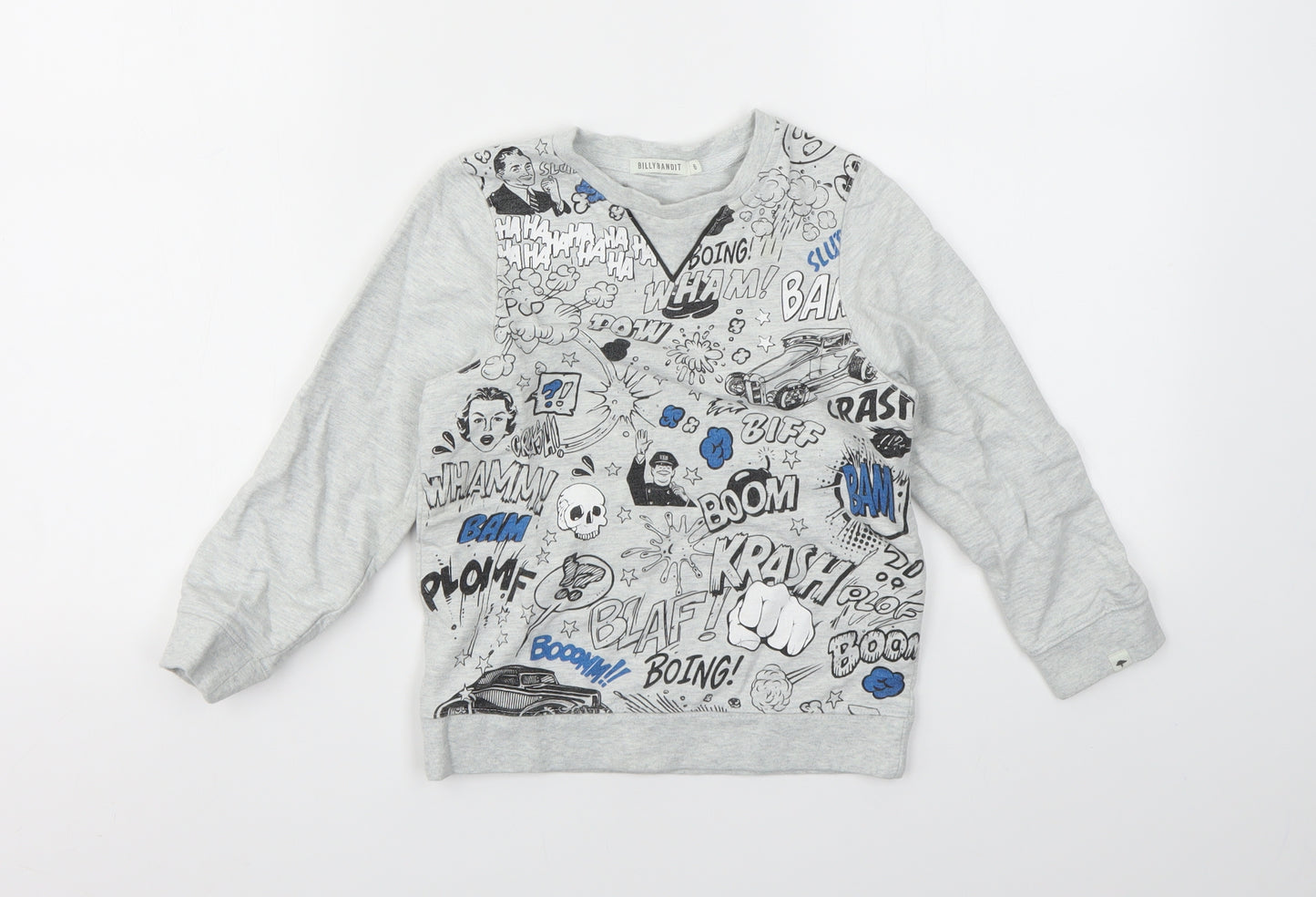 Billybandit Boys Grey Geometric  Pullover Jumper Size 6 Years