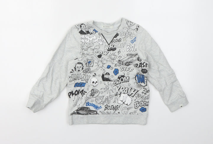 Billybandit Boys Grey Geometric  Pullover Jumper Size 6 Years