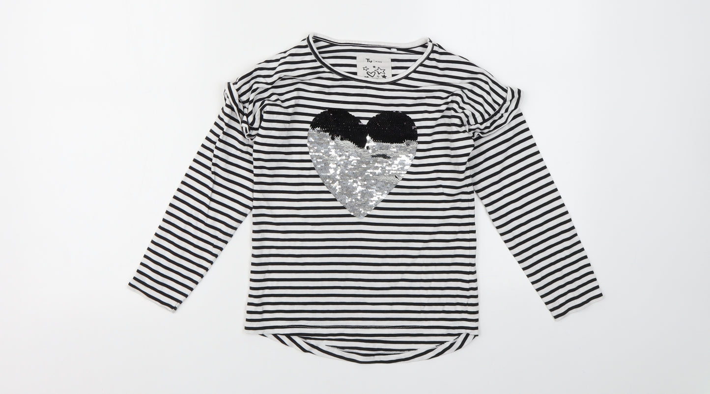 TU Girls Multicoloured Striped  Basic T-Shirt Size 7 Years