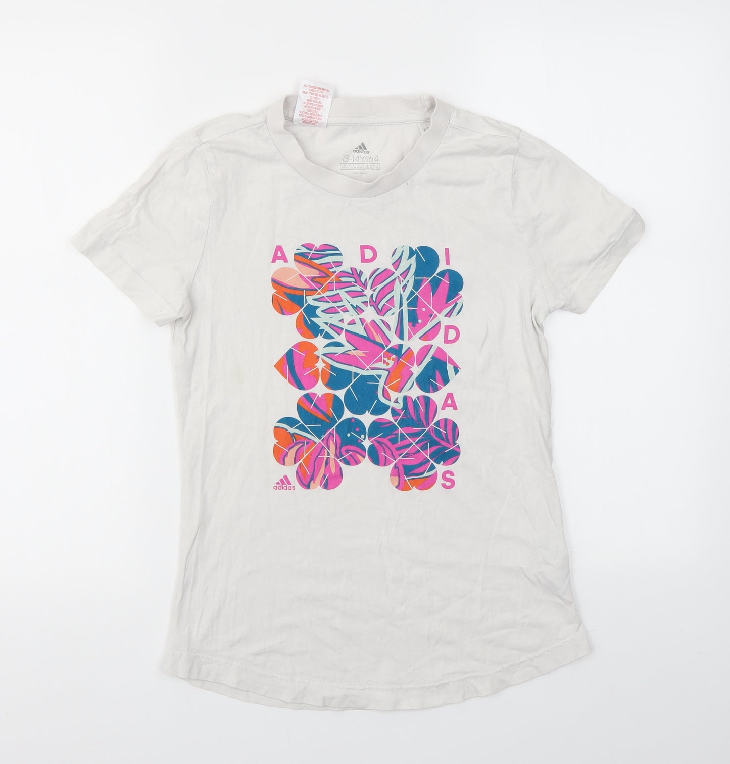 adidas Girls Multicoloured Geometric  Basic T-Shirt Size 13-14 Years