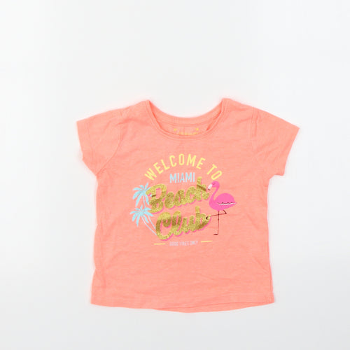 Primark Girls Pink Geometric  Basic T-Shirt Size 12-18 Months