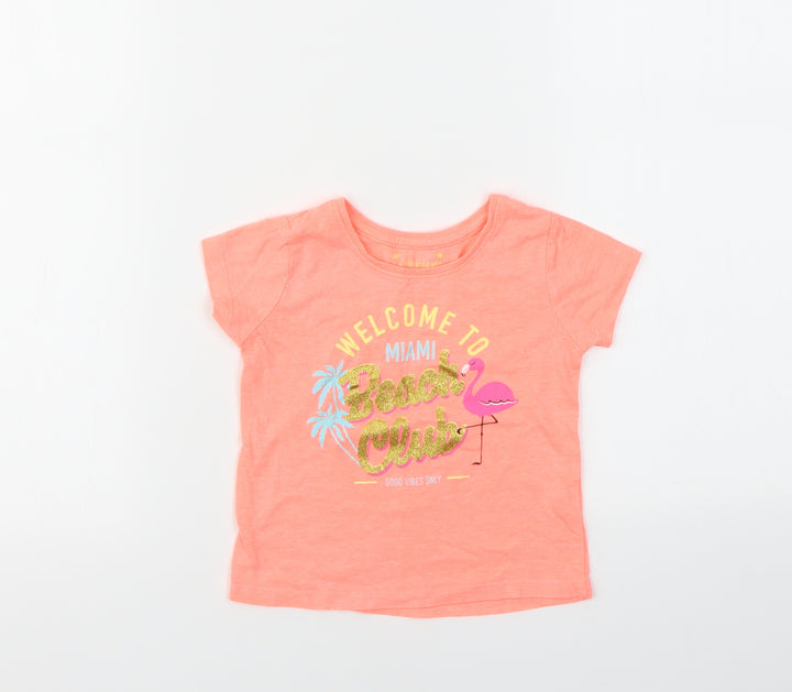 Primark Girls Pink Geometric  Basic T-Shirt Size 12-18 Months