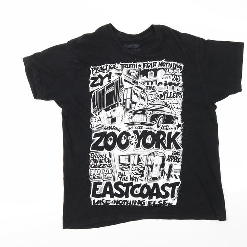 ZOO YORK  Mens Black Geometric   T-Shirt Size L