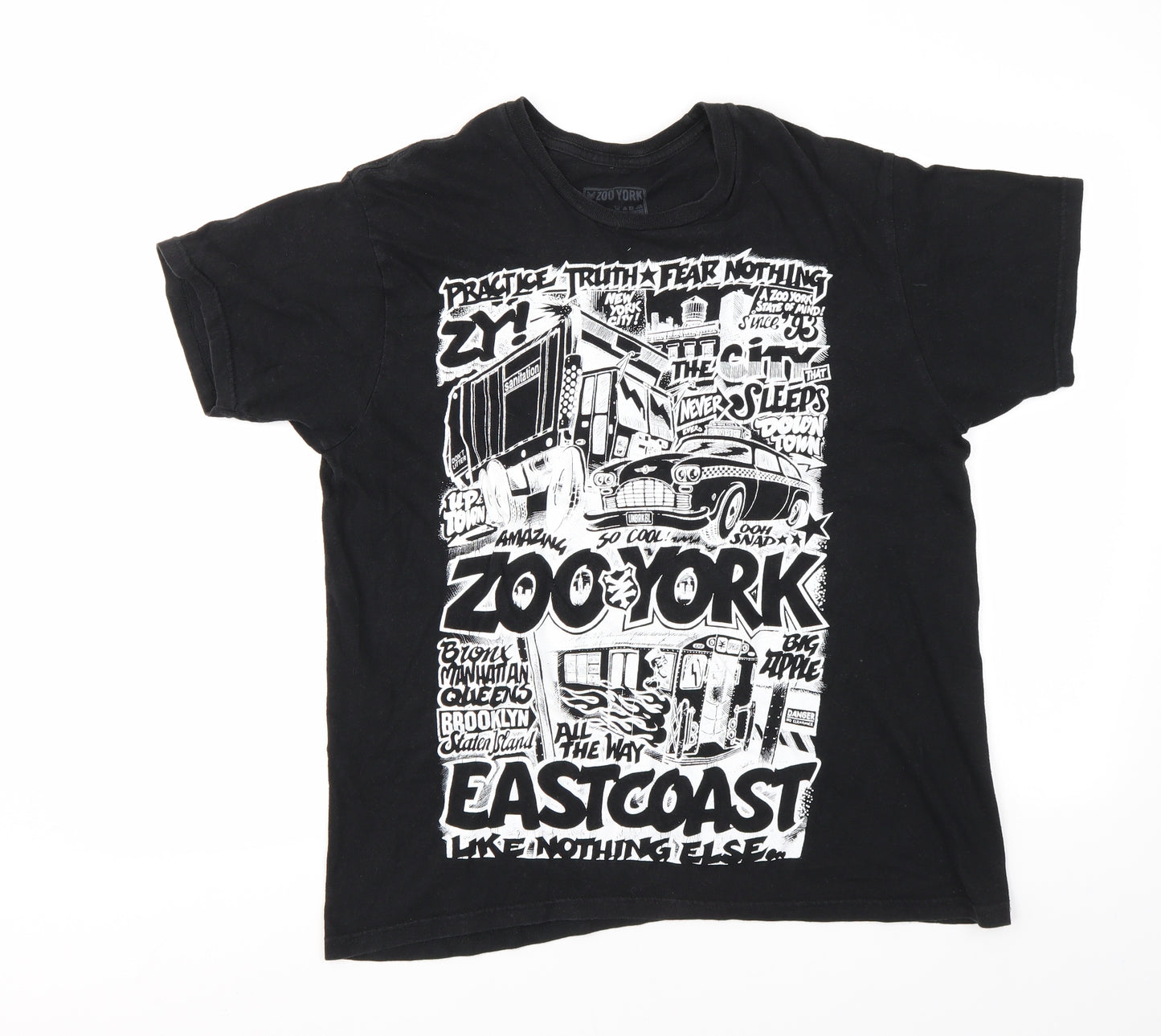 ZOO YORK  Mens Black Geometric   T-Shirt Size L