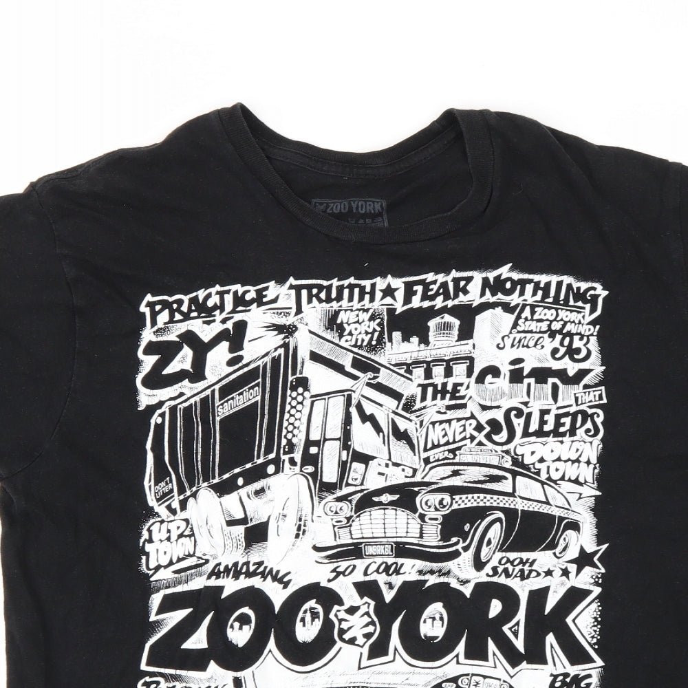 ZOO YORK  Mens Black Geometric   T-Shirt Size L