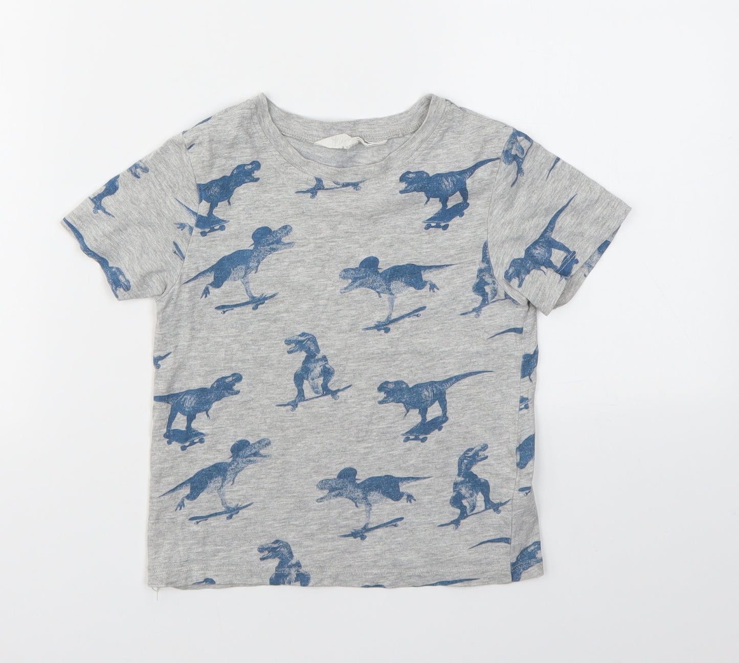 H&M Boys Grey Animal Print  Basic T-Shirt Size 3-4 Years