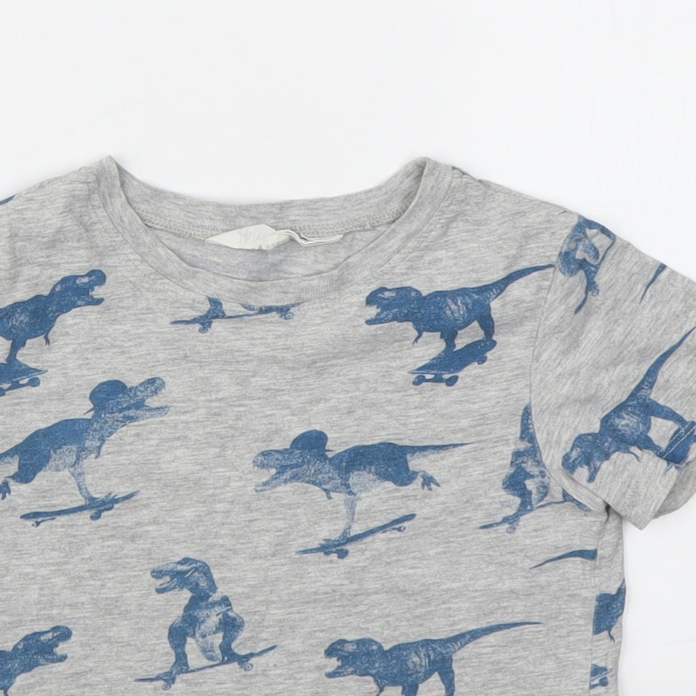 H&M Boys Grey Animal Print  Basic T-Shirt Size 3-4 Years
