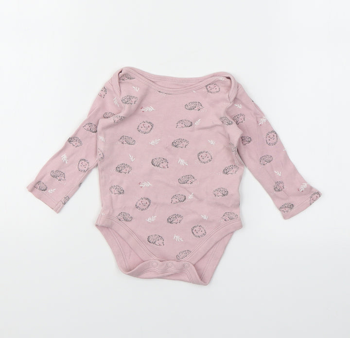 JHON LEWIS Girls Pink Animal Print Babygrow One-Piece Size 3-6 Months