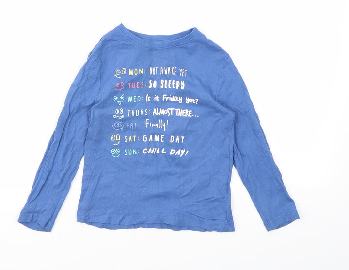 Primark Boys Blue Floral  Basic T-Shirt Size 3-4 Years