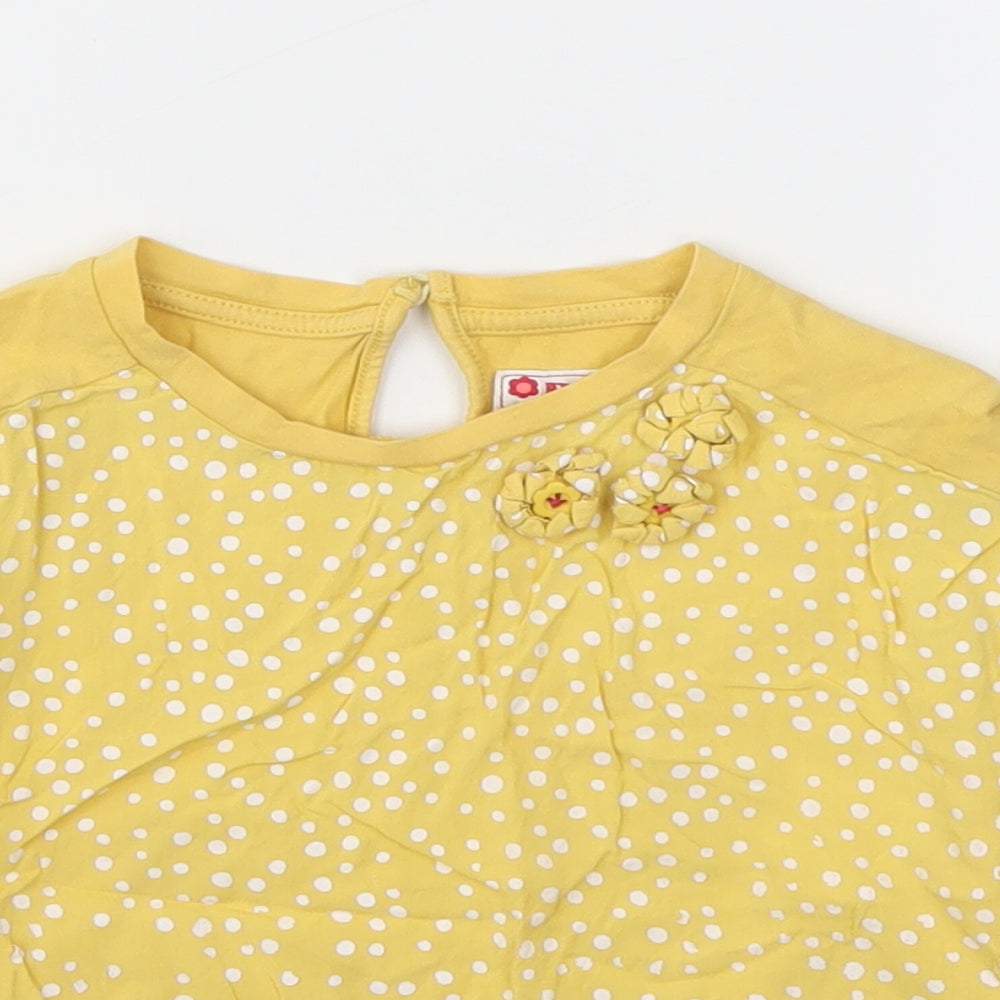 Debenhams Girls Yellow Polka Dot  Basic T-Shirt Size 3-4 Years