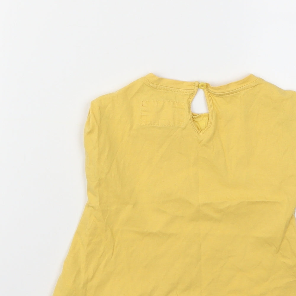 Debenhams Girls Yellow Polka Dot  Basic T-Shirt Size 3-4 Years