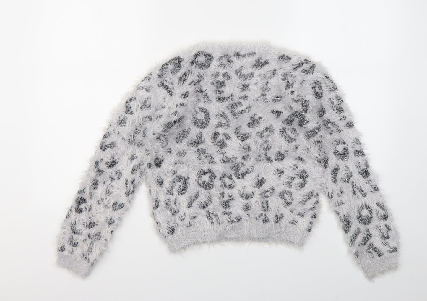 MISS EVIE Girls Grey Animal Print  Pullover Jumper Size 11-12 Years
