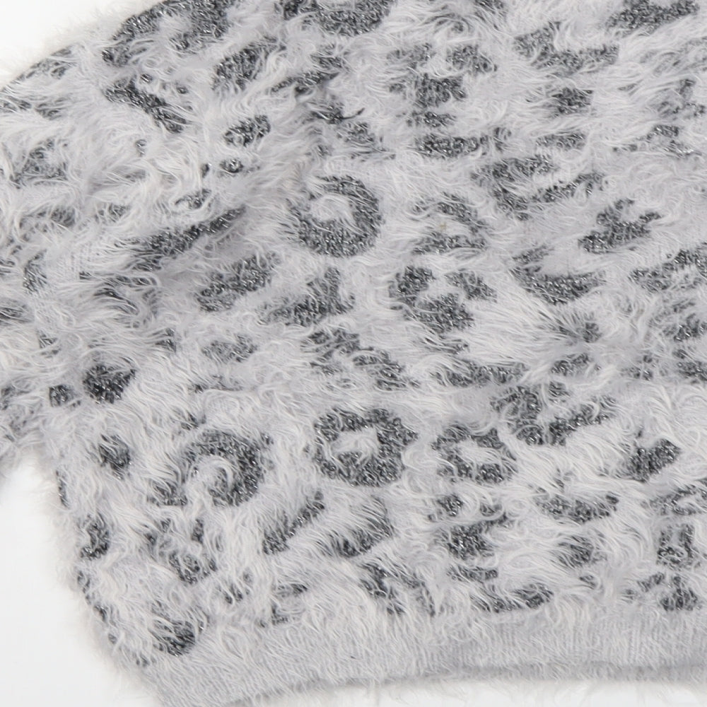 MISS EVIE Girls Grey Animal Print  Pullover Jumper Size 11-12 Years