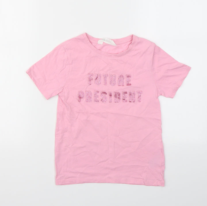 H&M Girls Pink   Basic T-Shirt Size 7-8 Years