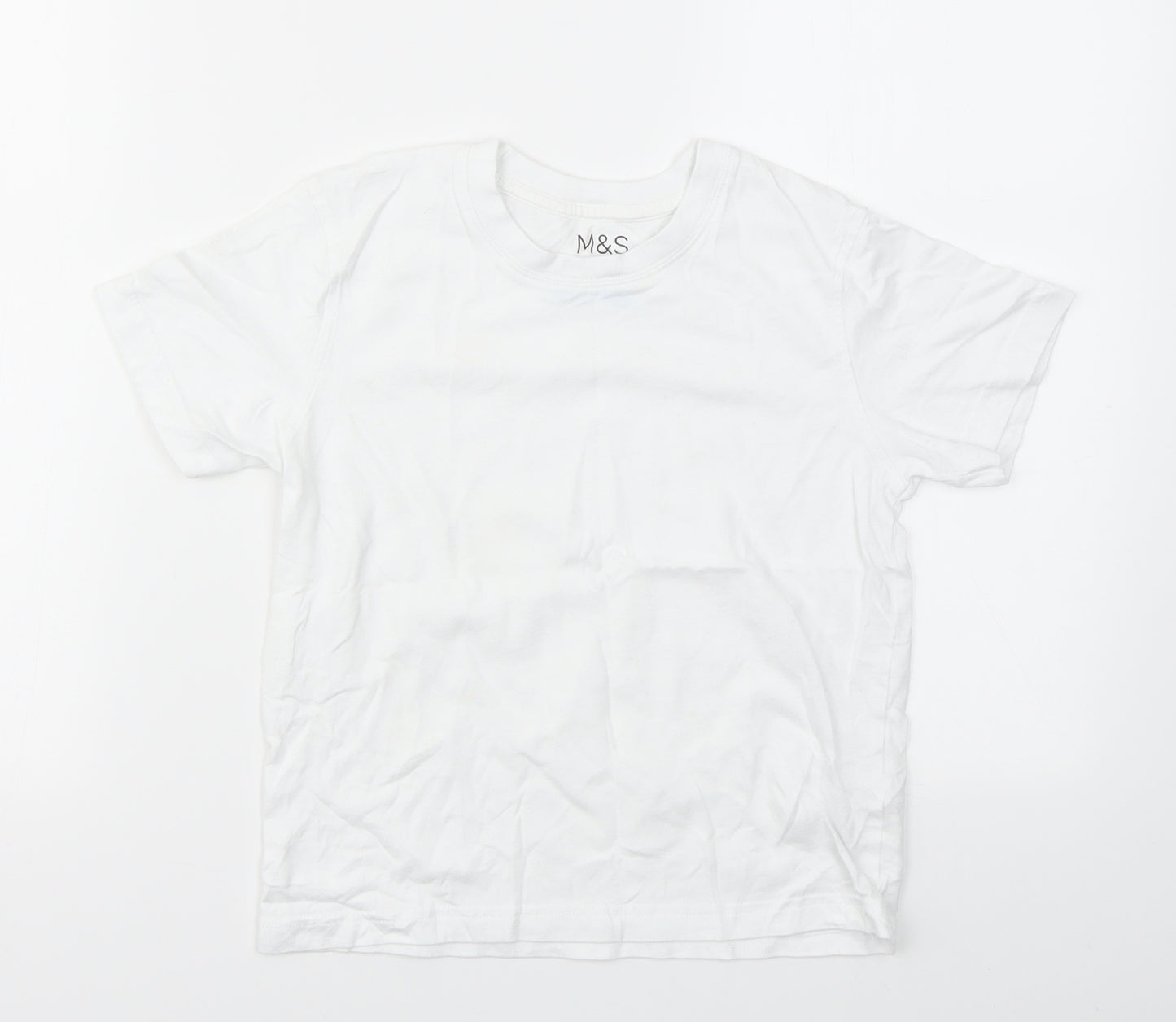 M&S Boys White   Basic T-Shirt Size 6-7 Years