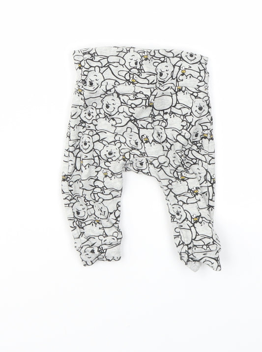 Front view of Preworn Baby Grey Animal Print Capri Leggings, size 3-6, Months