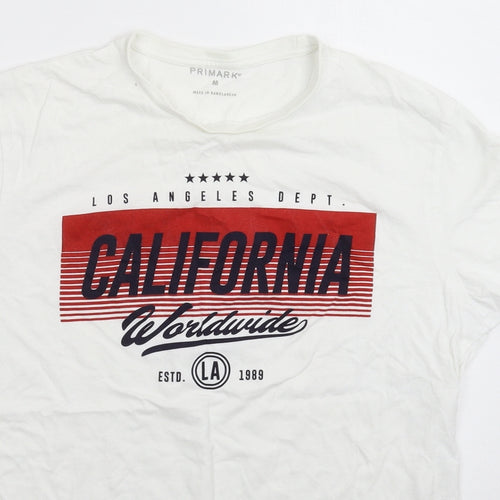 Primark Mens White    T-Shirt Size M