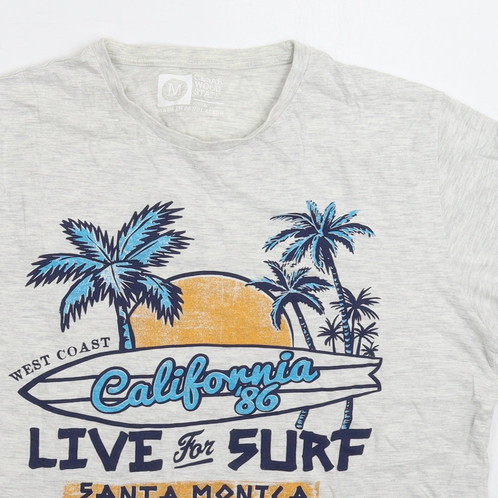Cedar Wood State Mens Grey    T-Shirt Size M