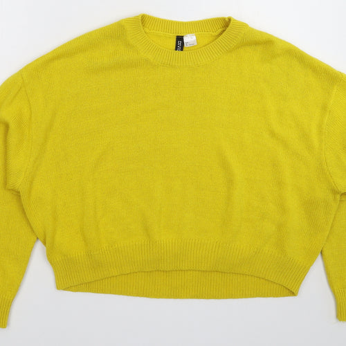 Divided Womens Yellow  Knit Pullover Jumper Size L