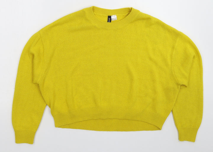 Divided Womens Yellow  Knit Pullover Jumper Size L