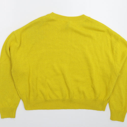 Divided Womens Yellow  Knit Pullover Jumper Size L