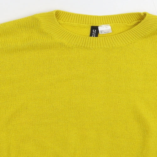 Divided Womens Yellow  Knit Pullover Jumper Size L
