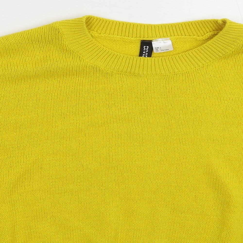 Divided Womens Yellow  Knit Pullover Jumper Size L