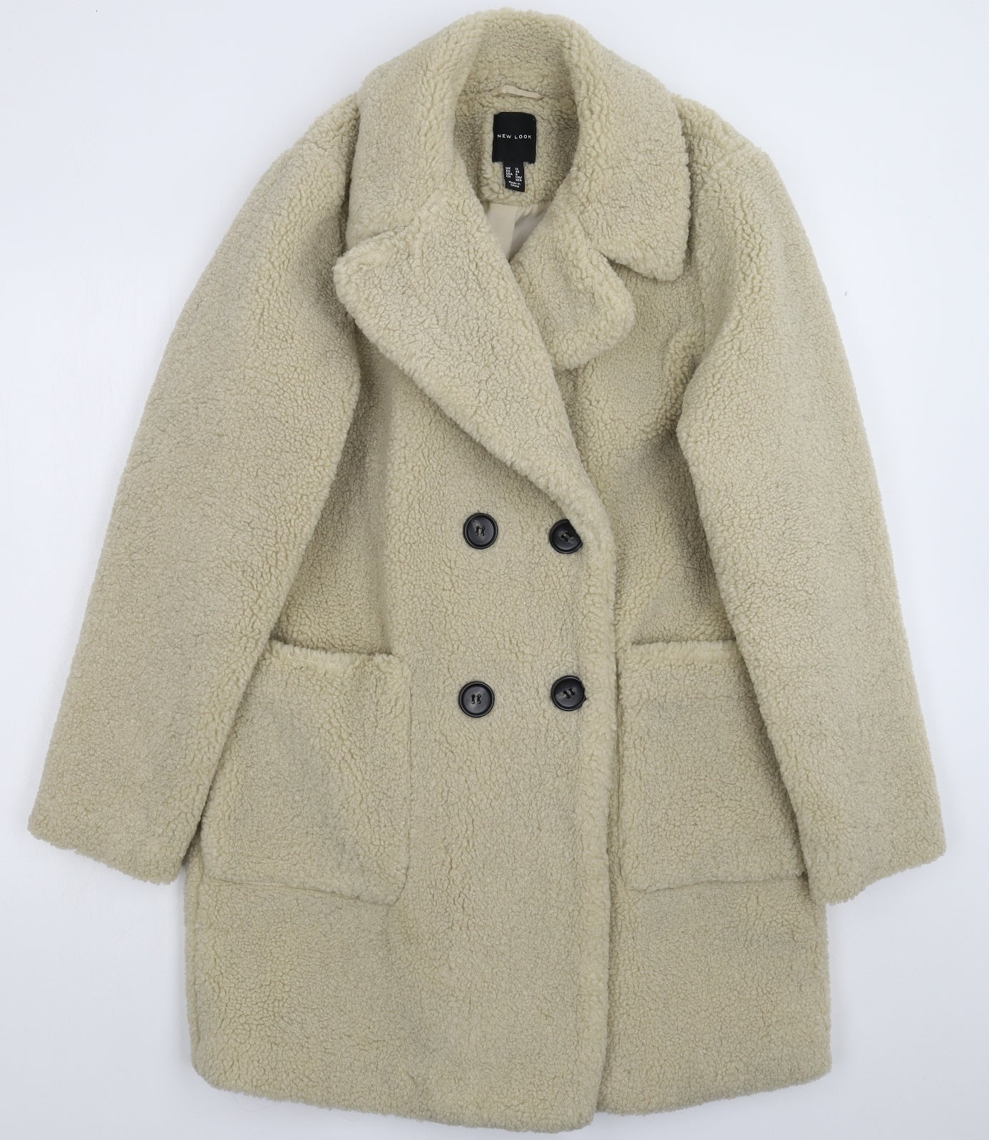 New Look Womens Grey  Fleece Pea Coat Coat Size 12
