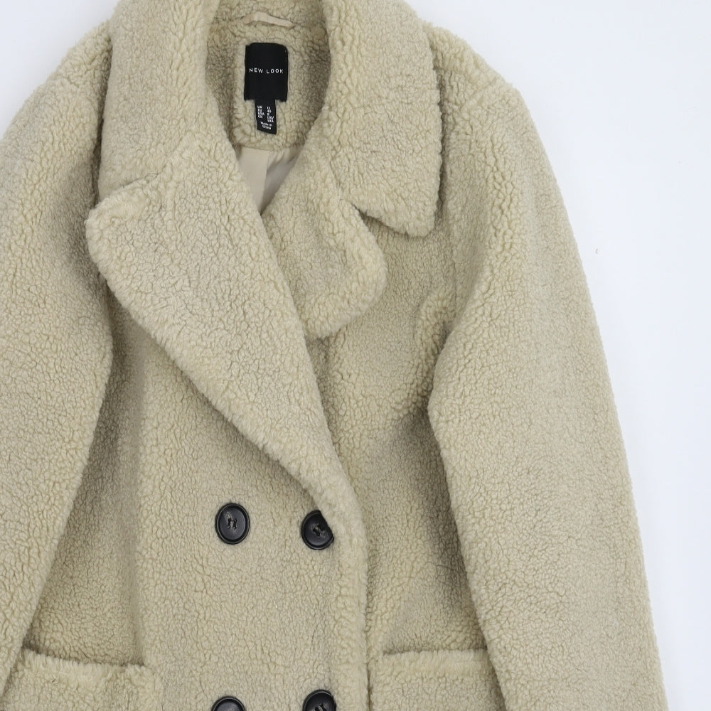 New Look Womens Grey  Fleece Pea Coat Coat Size 12