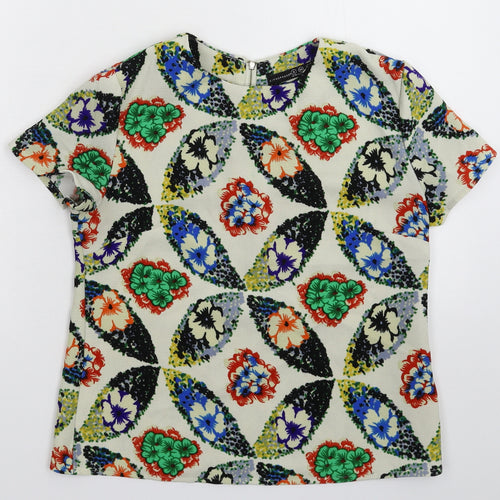 Atmosphere Womens White Floral  Basic Blouse Size 8