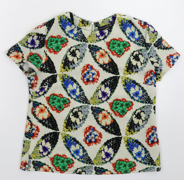 Atmosphere Womens White Floral Basic Blouse Size 8
