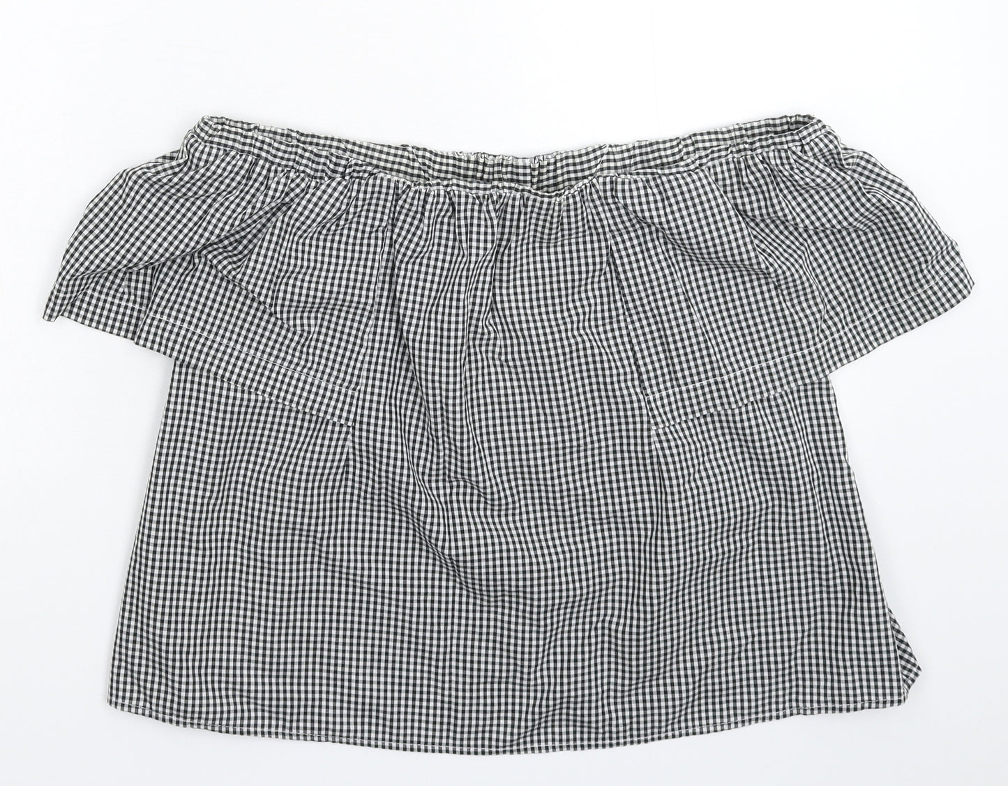 Topshop Womens Grey Check  Basic Blouse Size 8