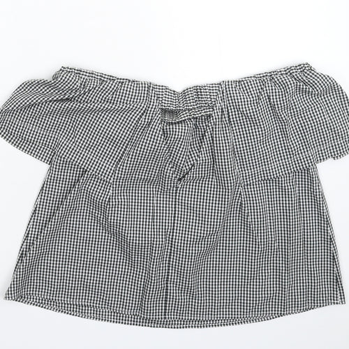 Topshop Womens Grey Check  Basic Blouse Size 8