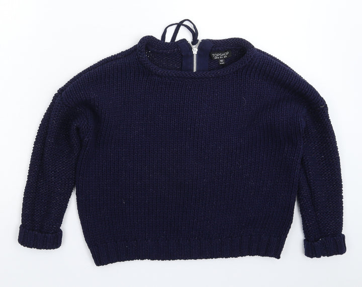 Topshop Womens Blue Knit Pullover Jumper Size 8